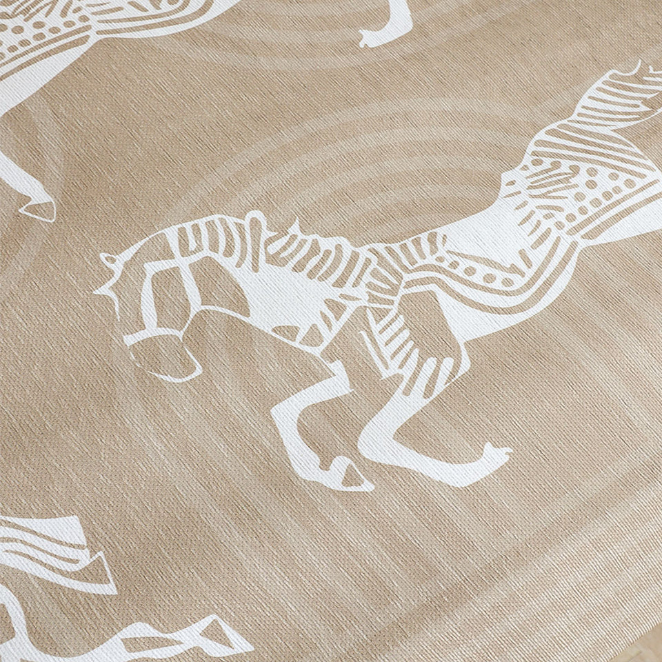 SOGA Two-Seater Beige Horse Print 90x90cm Throw Blanket Sofa Cover