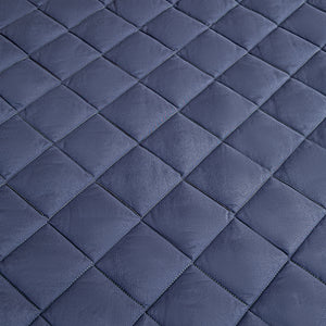 SOGA 2X Blue 183cm Wide Cross-Hatch Mattress Cover Thick Quilted Stretchable Bed Spread Sheet Protector with Pillow Covers