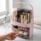 SOGA 2X 3 Tier Pink Countertop Makeup Cosmetic Storage Organiser Skincare Holder Jewelry Storage Box with Handle