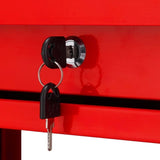 SOGA 3-Tier Red Tool Storage Cart with Drawer & Hooks
