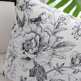 SOGA 2X 50cm Throw Pillow  Black and White Elegant Floral Print with Tassel Accents Home Decor