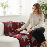 SOGA Wine red Zebra Print Throw Blanket 130x180cm Acrylic