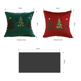 SOGA Christmas Bundle – Green & Burgundy Embroidered Tree Pillows & Red Holiday Throw Blanket