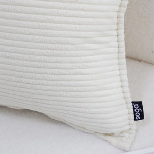 SOGA 50cm Beige Corduroy Wabi-Sabi Striped Throw Pillow
