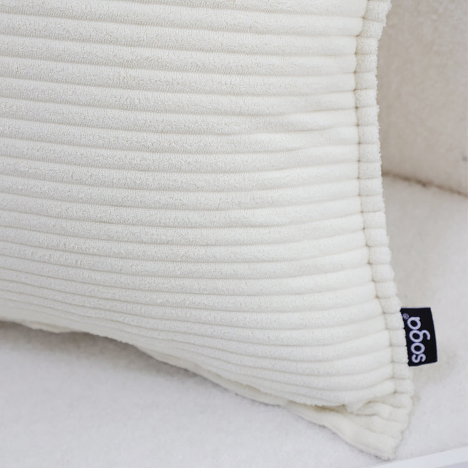 SOGA 50cm Beige Corduroy Wabi-Sabi Striped Throw Pillow