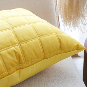 SOGA 2X 50cm Yellow Quilted Grid Pattern Decorative Throw Pillow