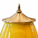 SOGA 3x Ceramic Oval Flower Vase with White Flower Set Yellow