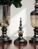 SOGA 2 x Clear Glass Flower Vase with Lid and Pink Flower Filler Vase Black Set
