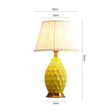 SOGA Textured Ceramic Oval Table Lamp with Gold Metal Base Yellow
