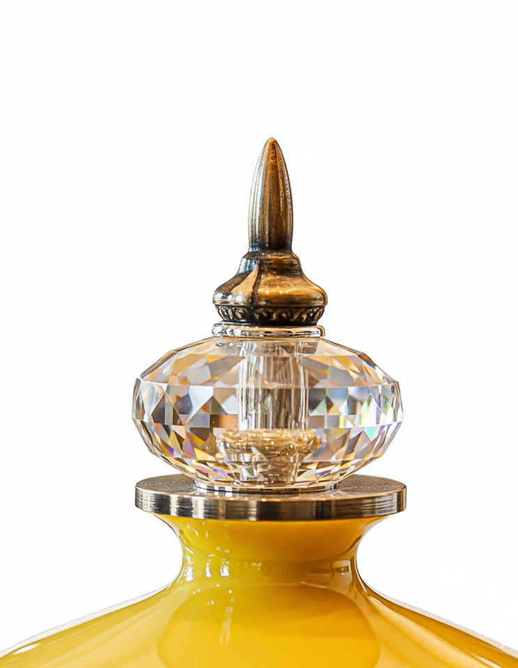 SOGA 40cm Ceramic Oval Flower Vase with Gold Metal Base Yellow