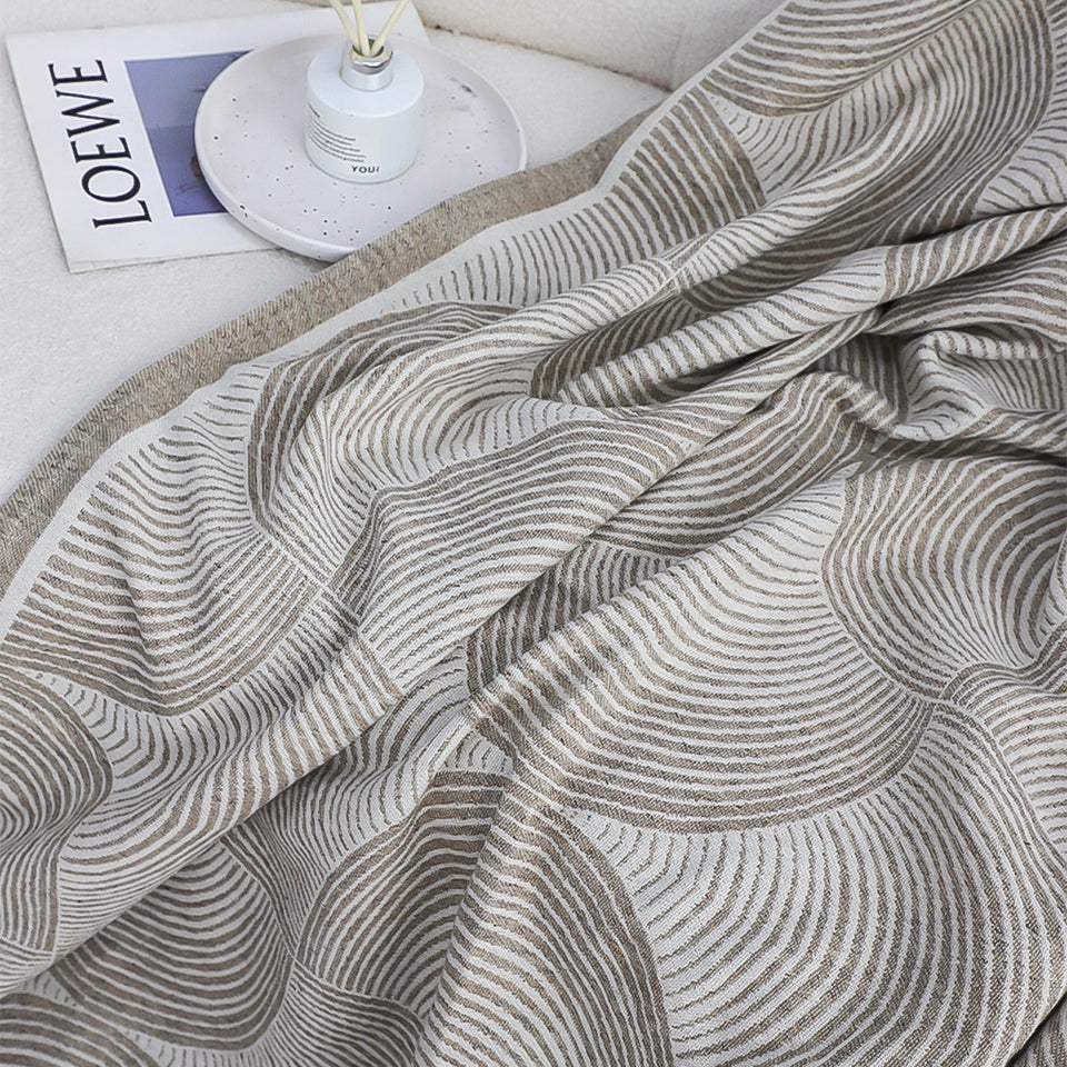 SOGA Beige Geometric Swirl Throw Blanket 130x180cm Polyester