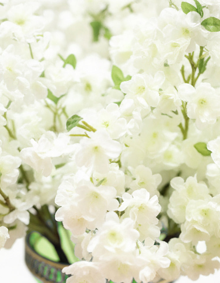 SOGA 67cm Green Glass Tall Floor Vase with 10pcs White Artificial Fake Flower Set