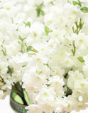SOGA 67cm Green Glass Tall Floor Vase with 10pcs White Artificial Fake Flower Set