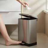 SOGA 2-Pack 12L Silver Stainless Steel Foot Pedal Trash Bin