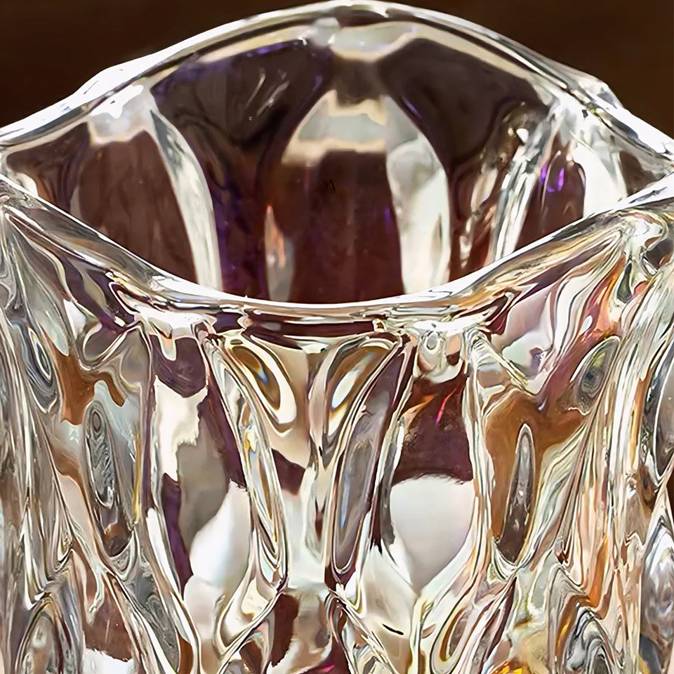 SOGA 29.8cm Golden Amber Glass Crystal Vase Elegant Modern Home Decor