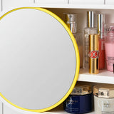 SOGA 39cm Oval Wall-Mounted Mirror Storage Box Vanity Mirror Rack Bathroom Adhesive Shelf Home Organiser Decor