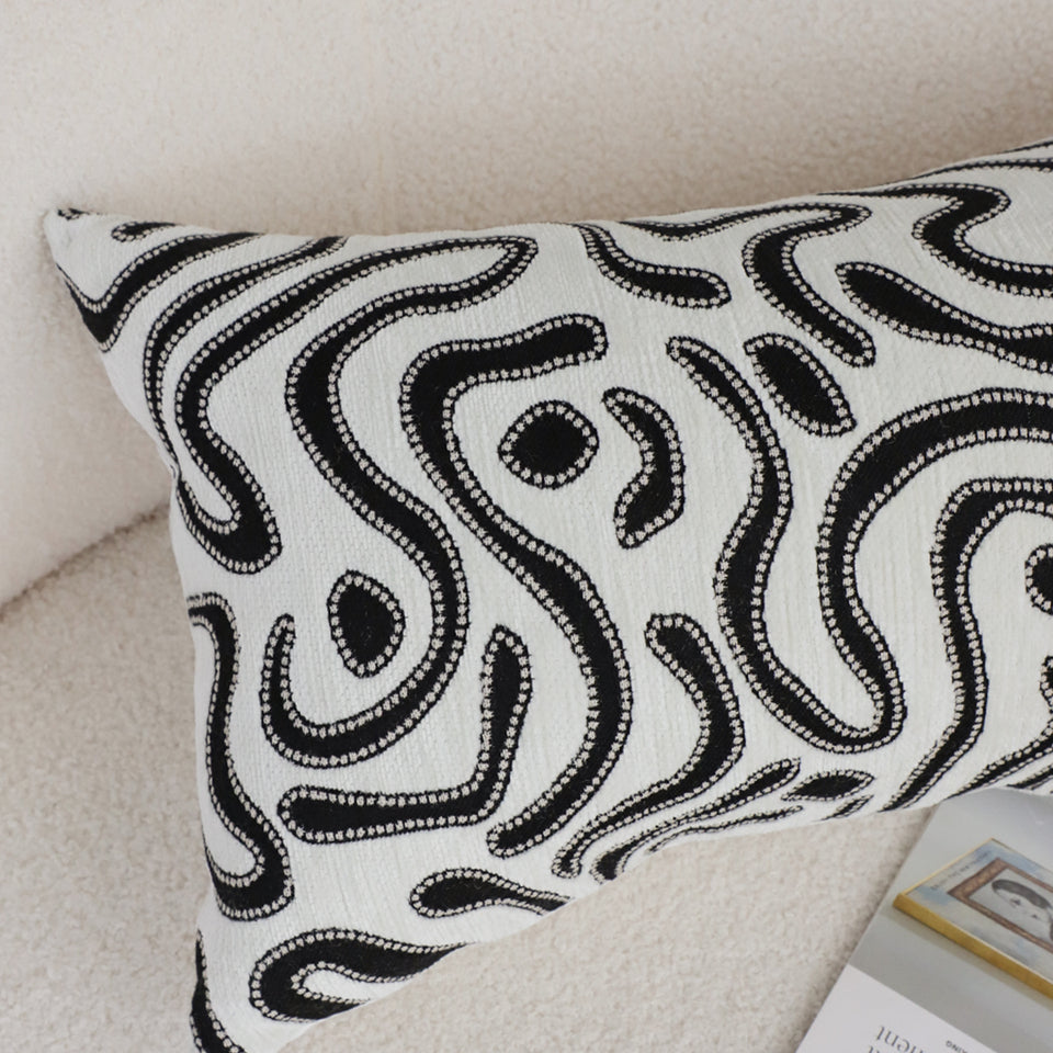 SOGA 2X 30cm Black White Abstract Swirl Pattern Decorative Throw Pillow