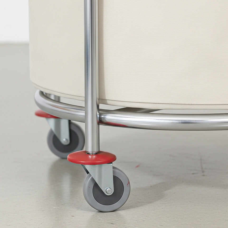 SOGA Stainless Steel Commercial Round Soiled Linen Laundry Trolley Cart with Wheels White