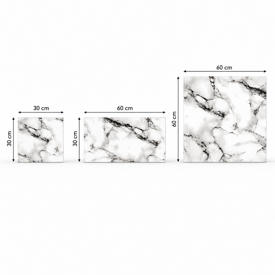 SOGA Peel & Stick Floor and Wall Tiles 60 x 60cm 10 Pack Black White Faux Marble