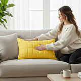 SOGA 30cm Yellow Quilted Grid Pattern Decorative Throw Pillow