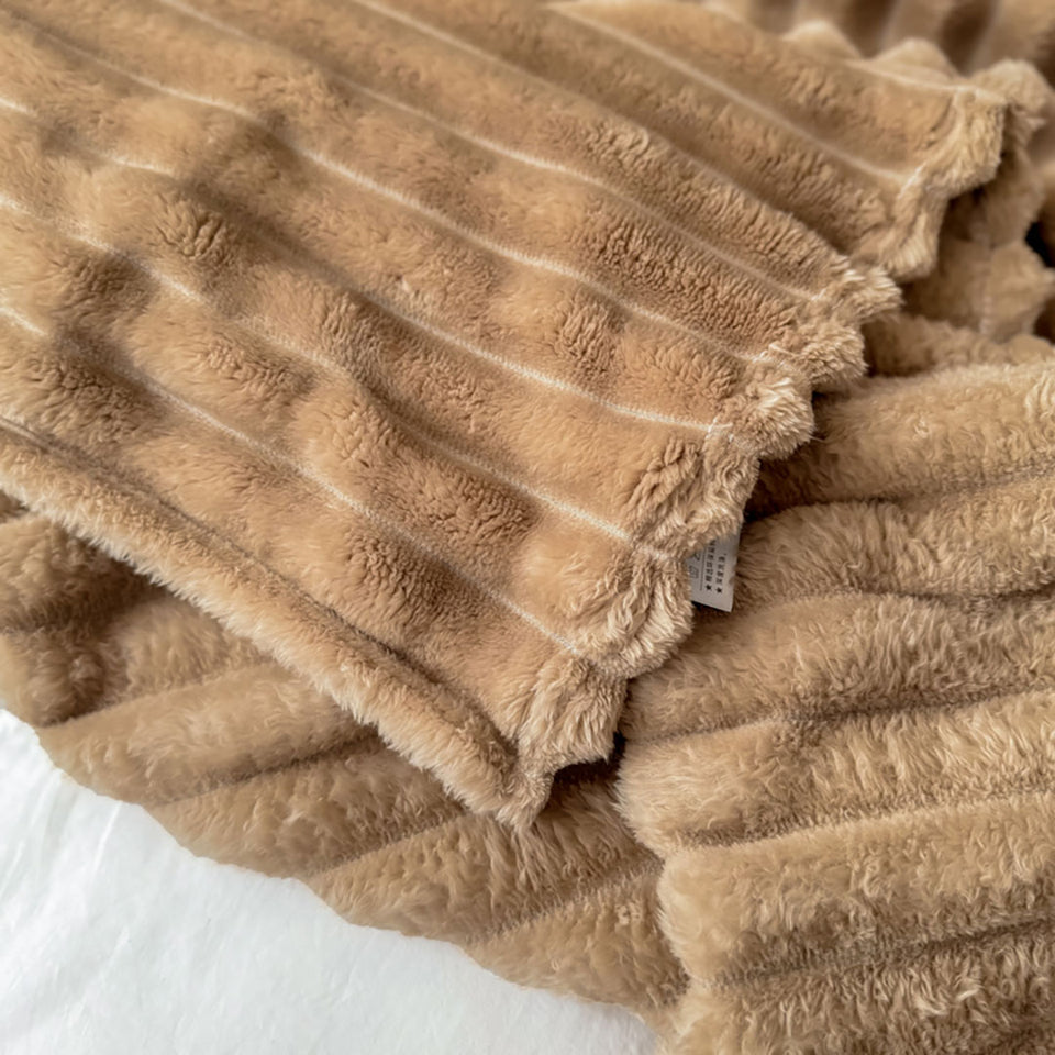 SOGA 2x 150x200cm Warm & Cozy Flannel Polyester Throw Blanket Light Brown