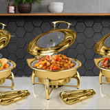 SOGA Gold Plated Stainless Steel Round Chafing Dish Tray Buffet Cater Food Warmer Chafer with Top Lid