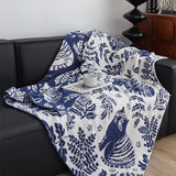 SOGA Deep Blue Cat Floral Print Throw Blanket 160x200cm Polyester