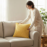 SOGA 2X Boucle Textured Cushion 50cm Mustard Yellow Soft Cozy Decorative Throw Pillow