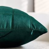 SOGA 2X 30cm Green Velvet Quilted Grid Pattern Decorative Throw Pillow