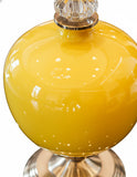 SOGA 38cm Ceramic Oval Flower Vase with Gold Metal Base Yellow