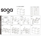 SOGA 4 Tier 2 Column White Shoe Rack Organizer Sneaker Footwear Storage Stackable Stand Cabinet Portable Wardrobe with Cover
