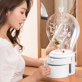 SOGA 2X White 360 Degree Rotating LED Light 2 Layered Jewelry Storage Box Waterproof Dustproof Accessories Organiser