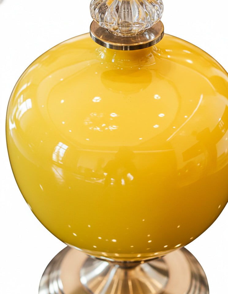 SOGA 2x 38cm Ceramic Oval Flower Vase with Gold Metal Base Yellow