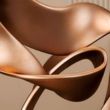 SOGA 45cm Bronze Abstract Sculpture Modern Ribbon Art with Black Base for Home Decor