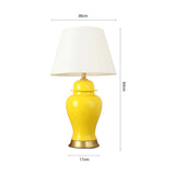 SOGA 4X Oval Ceramic Table Lamp with Gold Metal Base Desk Lamp Yellow
