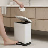 SOGA Foot Pedal Stainless Steel Rubbish Recycling Garbage Waste Trash Bin Rectangular Shape 12L White