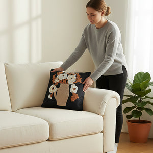 SOGA 2X 45cm Black Brown White Floral Bouquet Embroidered Throw Pillow