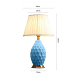 SOGA Textured Ceramic Oval Table Lamp with Gold Metal Base Blue
