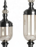 SOGA 2 x Clear Glass Flower Vase with Lid and Transparent Filler Vase Black Set
