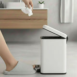SOGA 4X Foot Pedal Stainless Steel Rubbish Recycling Garbage Waste Trash Bin Square 6L White