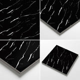 SOGA Peel & Stick Floor and Wall Tiles 30 x 30cm 10 Pack Black Faux Marble