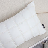 SOGA 30cm White Quilted Grid Pattern Decorative Throw Pillow