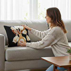 SOGA 2X 45cm Black White Gold Floral Vase Embroidered Throw Pillow