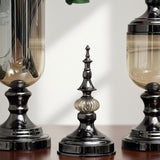 SOGA 2 x Clear Glass Flower Vase with Lid and Blue Flower Filler Vase Black Set