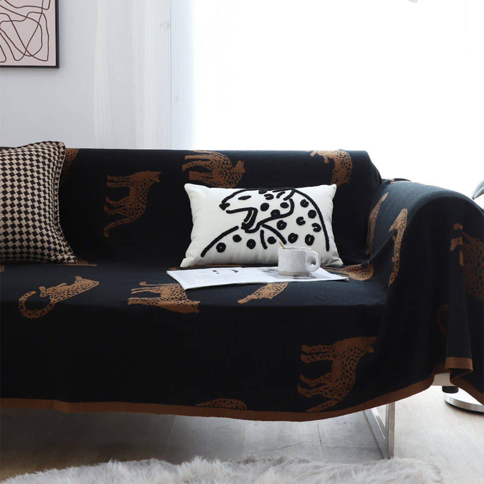 SOGA 2X Black Brown Animal Print Throw Blanket 130x180cm Polyester