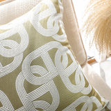 SOGA 2X 50cm Artistic Olive Green White Geometric Pattern Throw Pillow