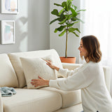 SOGA 2X Boucle Textured Cushion 50cm Cream White Soft Cozy Decorative Throw Pillow