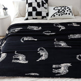 SOGA Black Cream Animal Print Throw Blanket 130x180cm Polyester