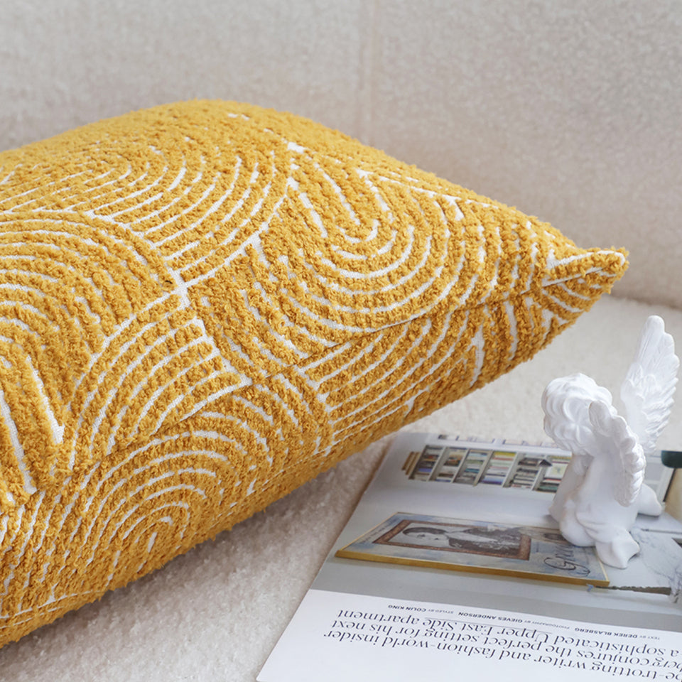 SOGA 2X 35cm Mustard Yellow Throw Pillow Geometric Indoor and Outdoor Corded for Home Decor