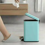 SOGA Foot Pedal Stainless Steel Rubbish Recycling Garbage Waste Trash Bin Square 6L Blue